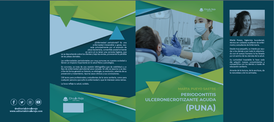 Portada del libro Periodontitis ulceronecrotizante aguda (PUNA) de Marta Pueyo, guía sanitaria sobre diagnóstico, síntomas y tratamiento preventivo.