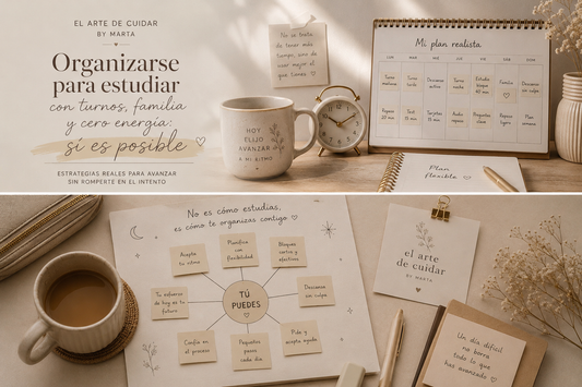 Planificación realista para estudiar una oposición TCAE con turnos de trabajo, responsabilidades familiares y poco tiempo disponible. Estrategias de organización flexible, gestión de energía y estudio sostenible.