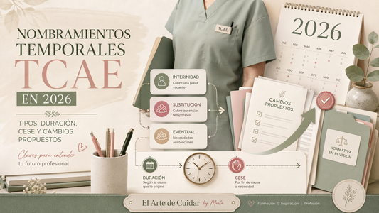 Nombramientos temporales TCAE en 2026 con tipos de contratación, duración, cese y cambios propuestos.