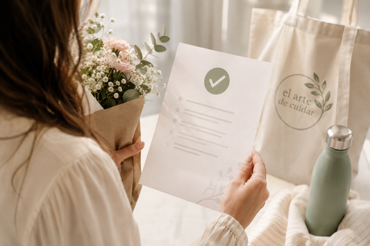 Persona opositora TCAE feliz tras conocer que ha aprobado, con su documentación para los siguientes trámites