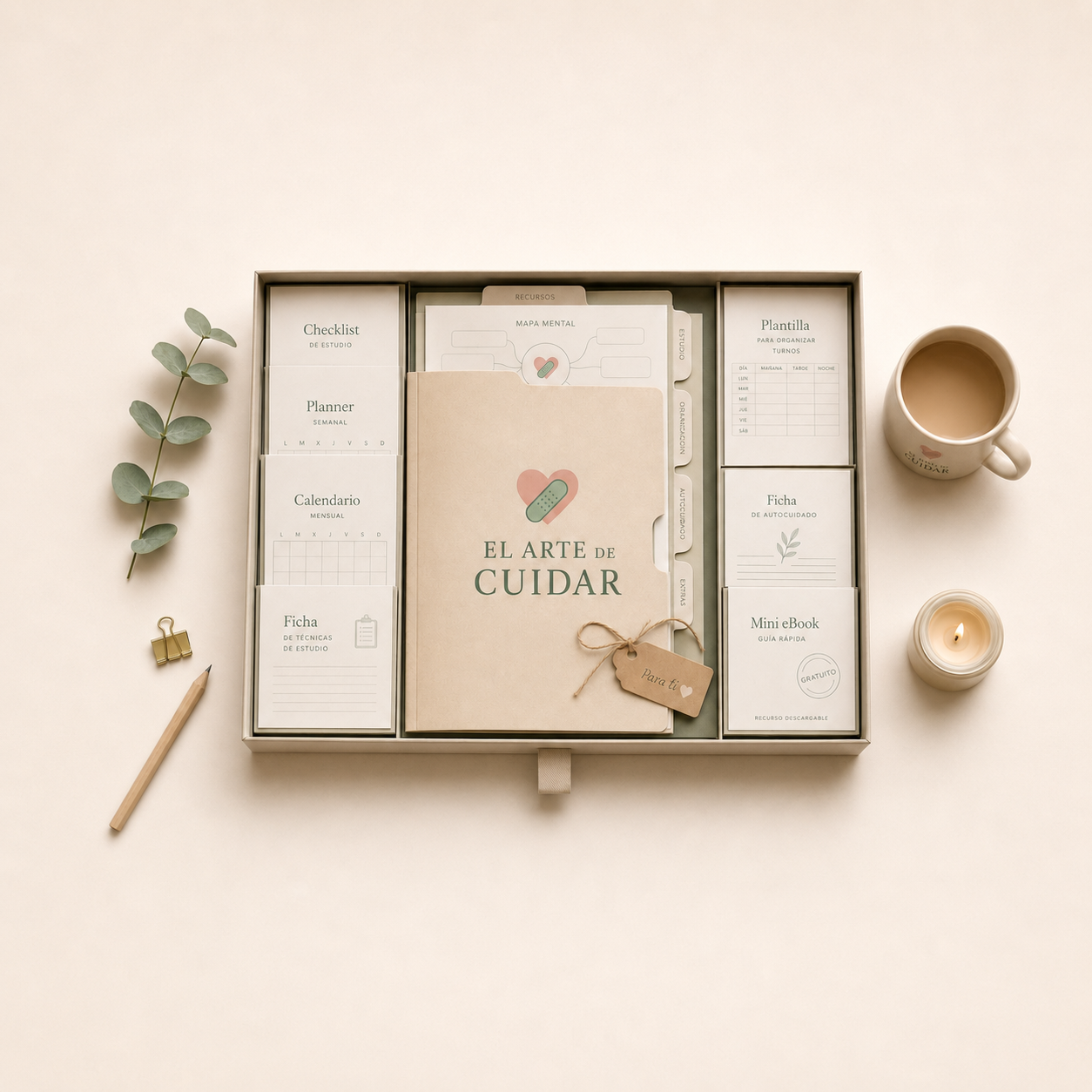 Biblioteca de recursos gratuitos de El Arte de Cuidar con checklist, planner, plantillas, guía rápida y materiales de estudio y autocuidado.