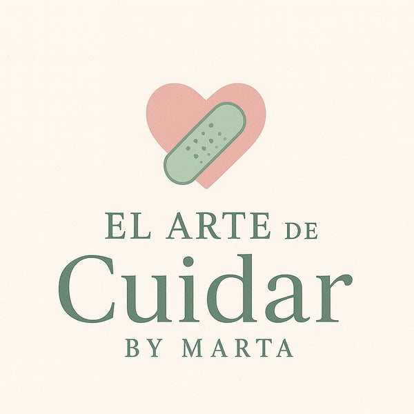 Logotipo de El Arte de Cuidar by Marta con un corazón y una tirita