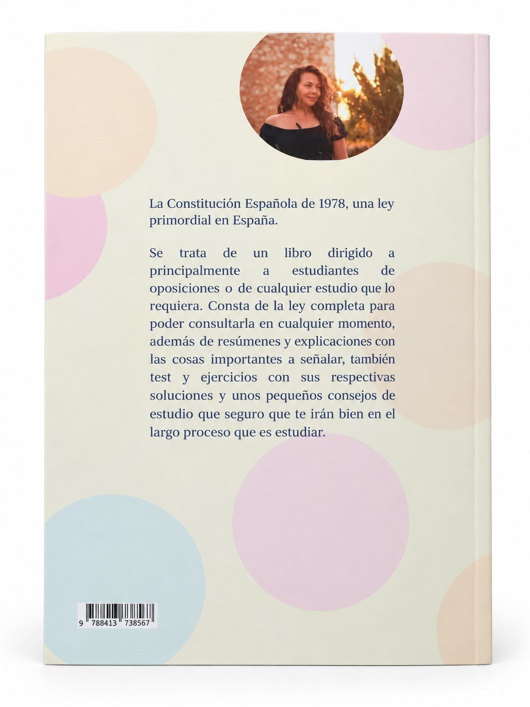 Contraportada de La Constitución Española de 1978, edición ISBN 9788413738567 con test y ejercicios