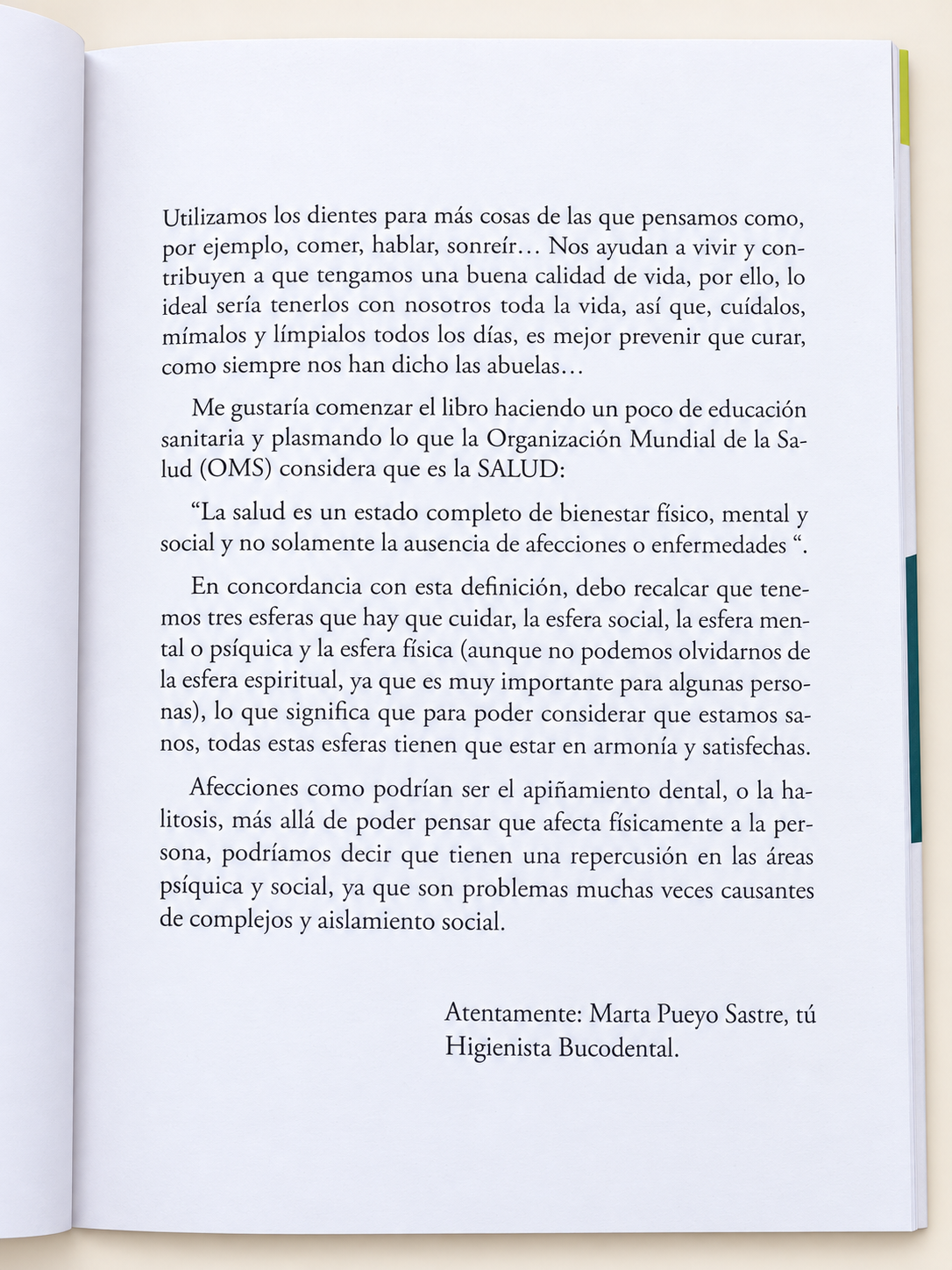 Página interior del libro PUNA sobre salud y educación bucodental