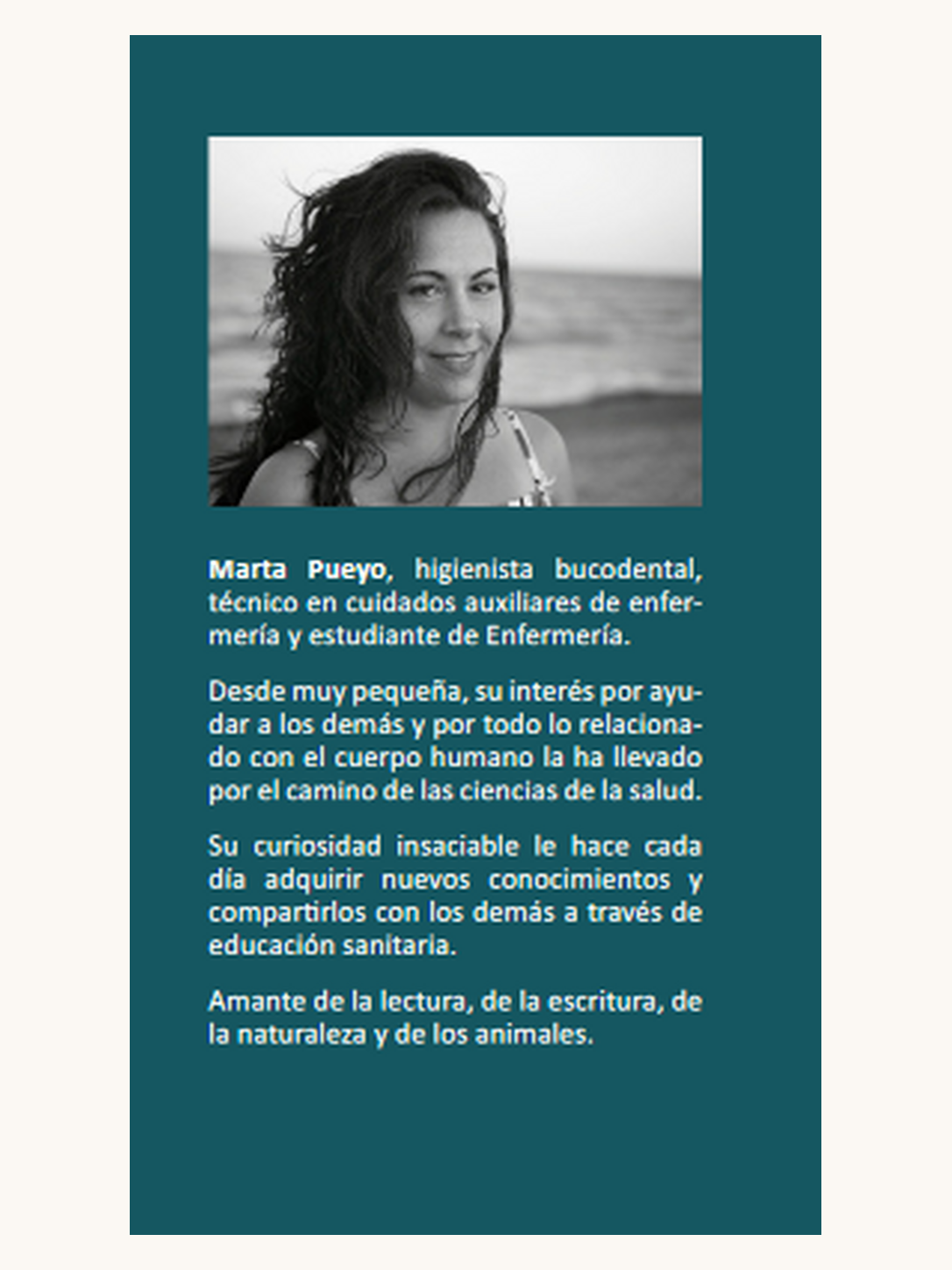 Página del libro PUNA con fotografía y presentación de la autora Marta Pueyo