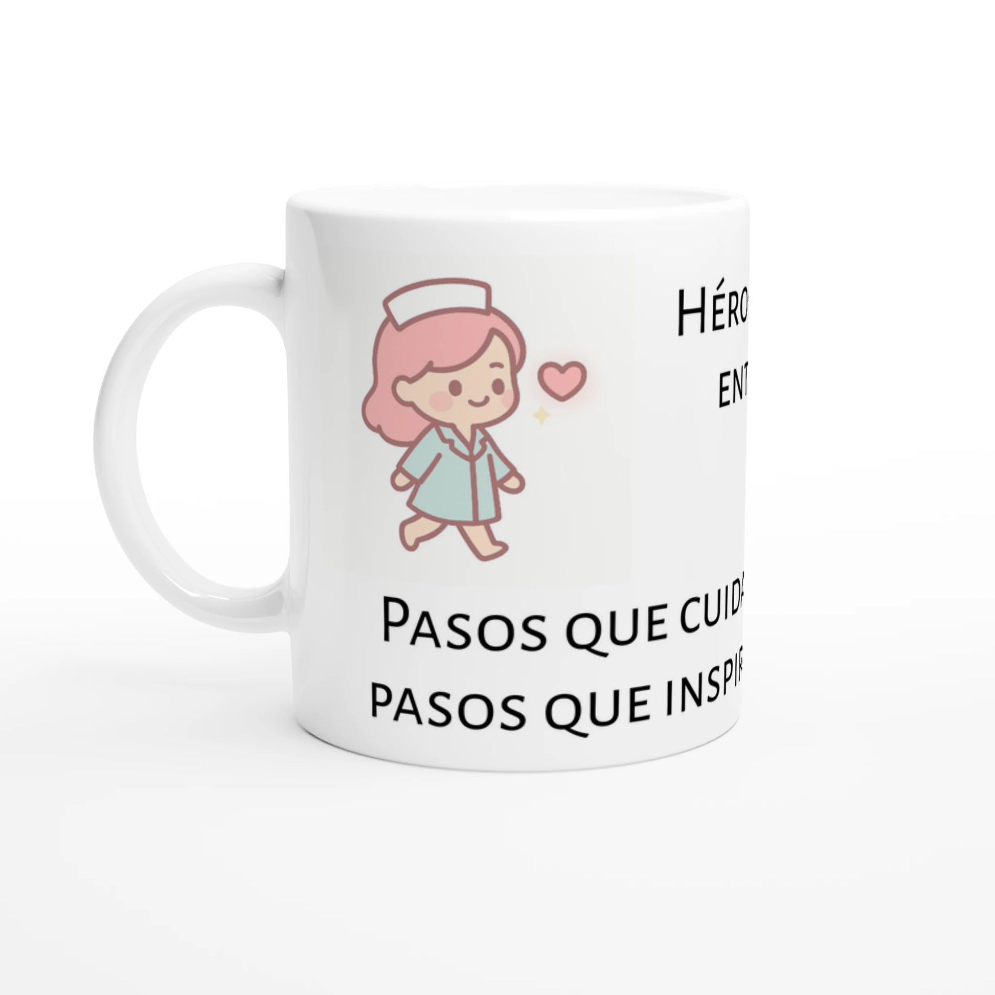 Taza motivadora con sanitarios caminando y frases inspiradoras, cerámica 11 oz