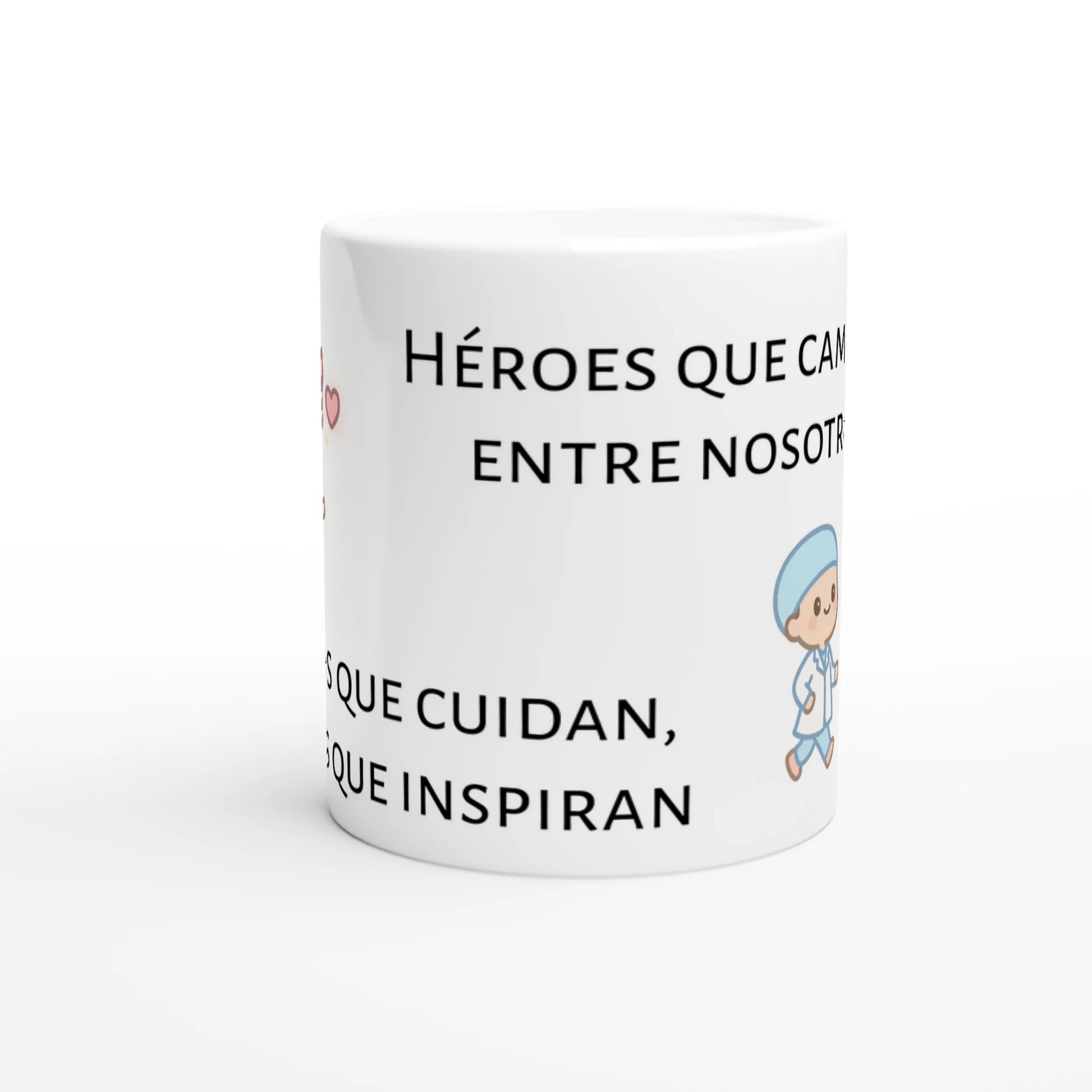 Taza motivadora con sanitarios caminando y frases inspiradoras, cerámica 11 oz